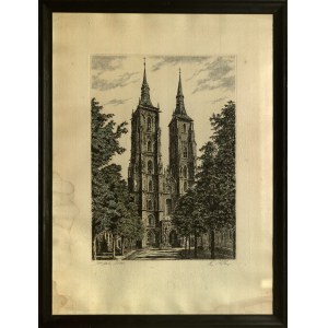 ADLER, RICHARD (1907-1977), BRESLAU. Kathedrale von St. Johannes dem Täufer in Wrocław; Zwischenkriegszeit; unten Zeichen...