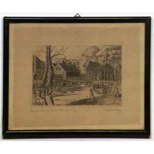 KONITZER, FRANCISZEK (1882-1952), BYDGOSZCZ. Pohled na část města na řece Brdě od malíře spjatého s Bydhoští.....