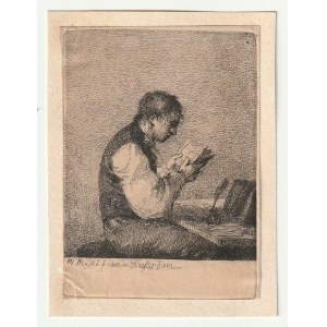PŁOŃSKI, MICHAŁ (1778-1812). Chlapec čtoucí knihu; dole na desce podpis autora a datum, Amsterdam 1802.....