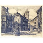 SCHMIEDEL, G., LEGNICA. Klasztorny Square, 1927, signed by the author with the date in the lower left corner; drawn in charcoal; st. bdb....