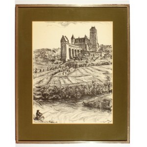 STUMPP, EMIL (1886-1941), KWIDZYN. pohľad na hrad Pomezanskej kapituly v Kwidzyne; 1931; signované a datované na kameni....