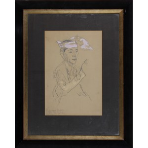 TOPOLSKI, FELIKS (1907-1989). Portrét barmské (nyní myanmarské) tanečnice; dole podepsáno autorem; tužkou a akvarelem.....