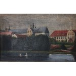 OLIVIA. Pohled na klášter; V. Krautz (?), 1925; sign. dole na plátně; malba na plátně, rámováno; st. bdb....