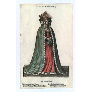 INFLANTY. Kobieta wyższego stanu z Inflant; rys. J. Amman (1539-1591), pochodzi z: H...