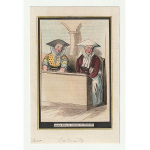 LUSSIA. Set of four engravings depicting traditional Lusatian costumes; anonymous, 1845; wood. pcs. color, st. bdb....