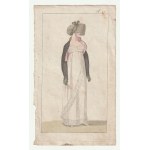 MODA. Set of four prints depicting women's costumes from the late 18th and early 19th centuries; anonymous, ca. 1800; steel. color....