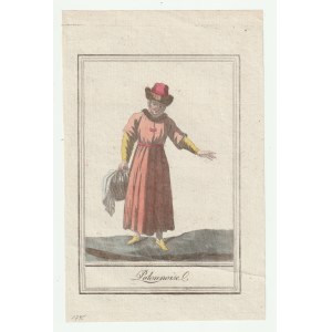 POLSKO. Obyvatel Polska s košíkem; převzato z: J. Grasset de Saint-Sauveur, Costumes de Different Pays, c. 1795....