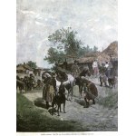 POĽSKO. Na love - stratená podkova; angl. P. Boczkowski podľa obrazu W. Szernera, okolo 1890; drevo...