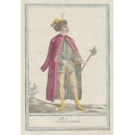 POĽSKO. Poľský šľachtic so sekerou; prevzaté z: J. Grasset de Saint-Sauveur, Costumes de Different Pays, c. 1795....