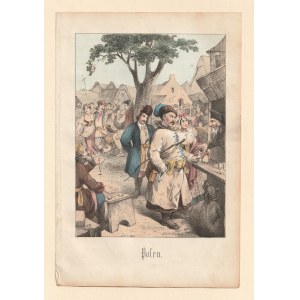 POLSKO. Poctivý; anonym, ca. 1810; litografie barevná, dobrý stav, lehce zašpiněná, paspartovaná; rozměry pohledu 108x146 mm....