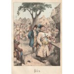 POLSKA. Jarmark; anonim, ok. 1810; lit. kolor., st. bdb., lekkie zabrudzenia, passe-partout; wym. widoku 108x146 mm...
