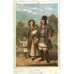 POLAND. Peasant family; drawing by A. Kretschmer (1825-1891), ca. 1860; chromolithic, st. bdb., rust stains, passe...