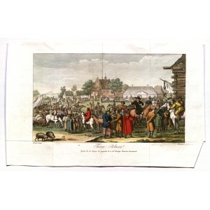 POĽSKO. Poľský jarmok; kresba Orłowski, ryt. A. Verico, prevzaté z: B. Zaydler, Storia della Polonia [...], Florencia 1831....