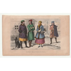 PRAGA. Mieszkańcy okolic Pragi; ryt. J.E. Thierry, rys. Demoraine, ok. 1850; stal. kolor., st. bdb., rdzawe plamki; wym...