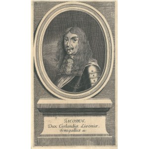 KURLAND, JAKUB KETTLER (1610-1682). Büste im Oval; Kupferstich. W.P. Kilian, entnommen aus: E.G. Happel ...