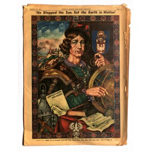 COPERNICUS, MIKOŁAJ (1473-1543). Portrét do pasu; kresba A. Szyka (1894-1951); ilustrace pro New York Sunday Mirror.....
