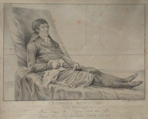 WARSZAWA, KRAKÓW, TADEUSZ KOŚCIUSZKO (1746-1817). Portret leżący autorstwa J.F. Martina (1755-1816)...