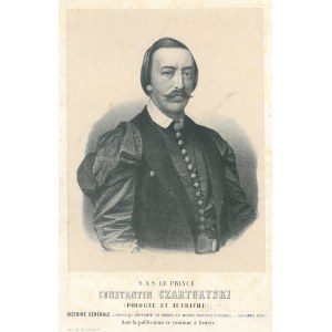 KONSTANTY MARIAN CZARTORYSKI (1822-1891). Półpostać; A. Bouvier, 1868, wyd. Pilet & Cougnard (sygn. w dole), pochodzi z...