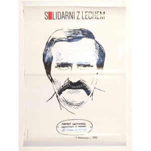JACEK FEDOROWICZ. Plakat z Lechem Wałęsą, 1984; druk cz.-b., st. db., złożony w …