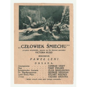 LESZNO. CZŁOWIEK ŚMIECHU; razítko: kino Imperial, Lešno, před rokem 1939; barevný tisk, ...