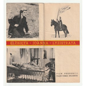 ELIZABETH - JOANNA - LYZISTRATA. 1954 film; leaflet folded into six parts; ...