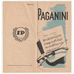 PAGANINI. Film z 1946 r., ulotka składana na dwa; druk dwubarwny, st. bdb., niewielkie …