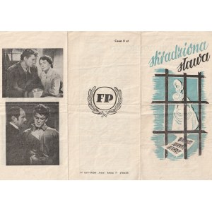 SKRADZIONA SŁAWA. Film z 1942 r., ulotka składana na trzy; druk dwubarwny, st. bdb., …