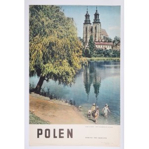 [GNIEZNO]. Plakat turystyczny przedstawiający katedrę gnieźnieńską. Wyd.: AGPOL. …