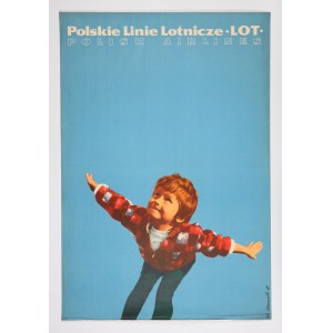RUMIŃSKI Tomasz - PLL LOT, 1961. reklamný plagát. Stopy po preložení, mierne natrhnutia...