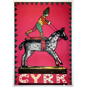 CIEŚLEWICZ Roman (1930-1996) - Circus. Clown on horseback. Circus poster. Rips , ...