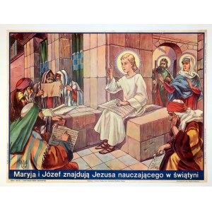 Maria a Josef najdou Ježíše, jak učí v chrámu. Třetí článek Apoštolského vyznání víry.
