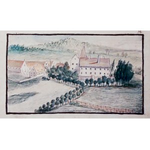 KAMIENNA GÓRA (okres Kamienna Góra). Poľnohospodárska usadlosť; anonym, 1760; akvarel, pasparta, ...