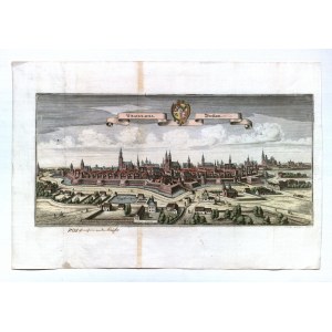 WROCŁAW. Panorama města od jihu; převzato z: M. Zeiller, Topographia Bohemiae ...