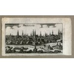 WROCŁAW. Panorama města; anonym, asi 1686; měď čb, st. bdb, passe-partout; ...