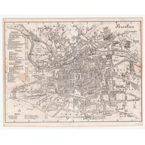 WROCŁAW. Zestaw sześciu planów miasta; XIX/XX w.; wśród wydawców: Lith. Anstalt …