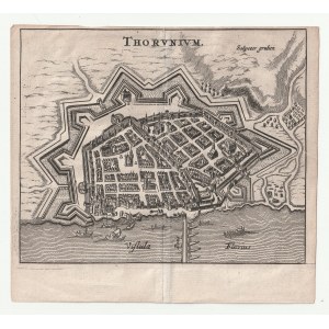 TORUŃ. Perspektivischer Stadtplan, eine verkleinerte Version des Plans von M. Merian aus dem Jahr 1641 ...