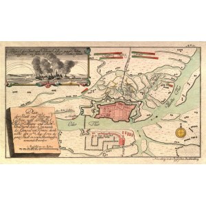KOSTRZYN N. ODR. Plán obléhání pevnosti Kostrzyn v roce 1758; anonym, vydal Raspischen ...