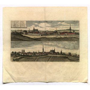 ŽARY. Dvě panoramata města na společném listu (od severu a jihu); obr. ...