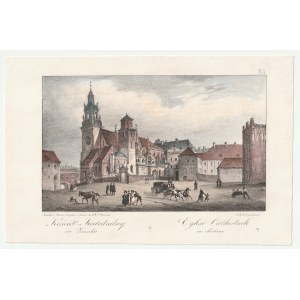 KRAKOV. Wawelská katedrála; písmo Engelmann, kresba Jacottet et David podľa návrhu ...