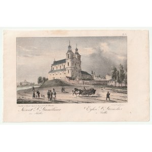 KRAKOW. Kirche auf dem Felsen; Brief Engelmann, Zeichnung von Jacottet et David nach dem Entwurf von ...