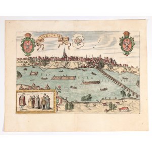 VARŠAVA. Panorama města; převzato z: Civitates Orbis Terrarum, díl VI, ed. G. ...