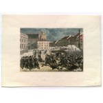 VARŠAVA. Zámecké náměstí - masakr 8. dubna 1861 před lednovým povstáním; ref. ...