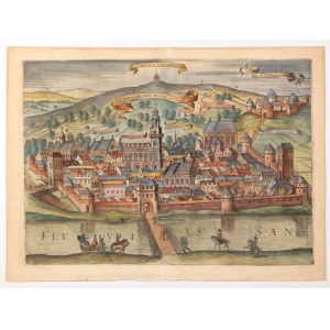 PRZEMYŚL. Widok miasta od str. Sanu; pochodzi z: Civitates Orbis Terrarum, t. VI, …