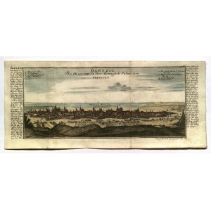 GDAŃSK. Panorama miasta od południa; ryt. i wyd. G. Bodenehr II, Augsburg, ok. 1720; …