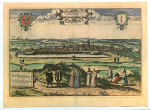 GDAŃSK. Panorama miasta ze wzgórza Grodzisko; pochodzi z: Civitates Orbis Terrarum …