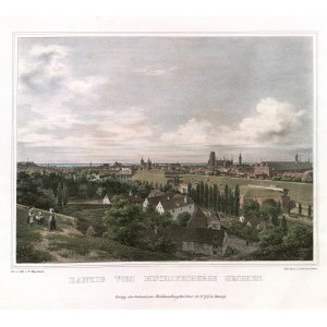 GDAŃSK: Panorama města z Biskupie Górky; obr. a ryt. F. E. Meyerheim, písmo L. Sachse, ...