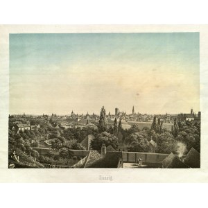 GDAŃSK: Ansicht der Stadt; gezeichnet von Wüsteneck, beschriftet F. Sala &amp; Co., Berlin, um 1850; beschriftet ...