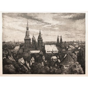 GDAŃSK. Widok miasta; w dole sygn. Storin (?), ok. 1900; akwatinta cz.-b., st. bdb., …