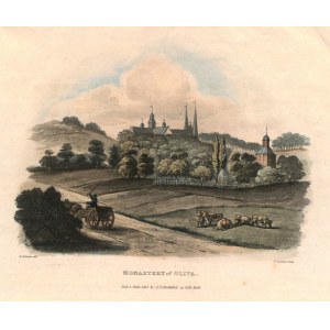 GDAŃSK, OLIVA. Pohled na klášter; kresba R. Johnston, eng. F.C. Lewis, převzato z: Travels ...