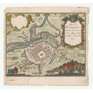 POZNAŇ. Plán mesta počas obliehania; anonym, okolo roku 1704; nad horným rámom: Obr. 7. ...